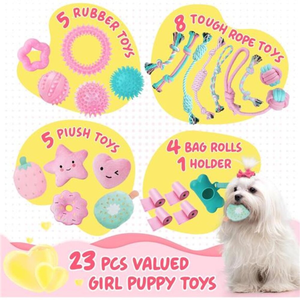 Pink Puppy Toys for Boredom - 23 Pack Puppy Chew Toys for Teething, - Picture 5 of 8